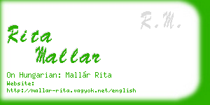 rita mallar business card